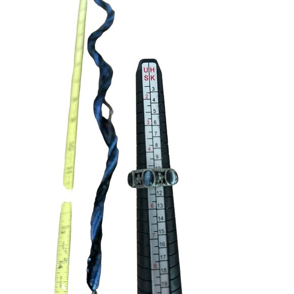 Multi Strand Blue Shades Seed Beads ReMovable Ring Necklace with Blue Stones 15” - Picture 7 of 7